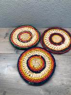 3 stuks Vintage ronde raffia onderzetter uit de jaren 70., Ophalen of Verzenden
