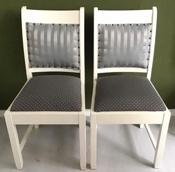 2 houten stoelen, nieuw bekleed