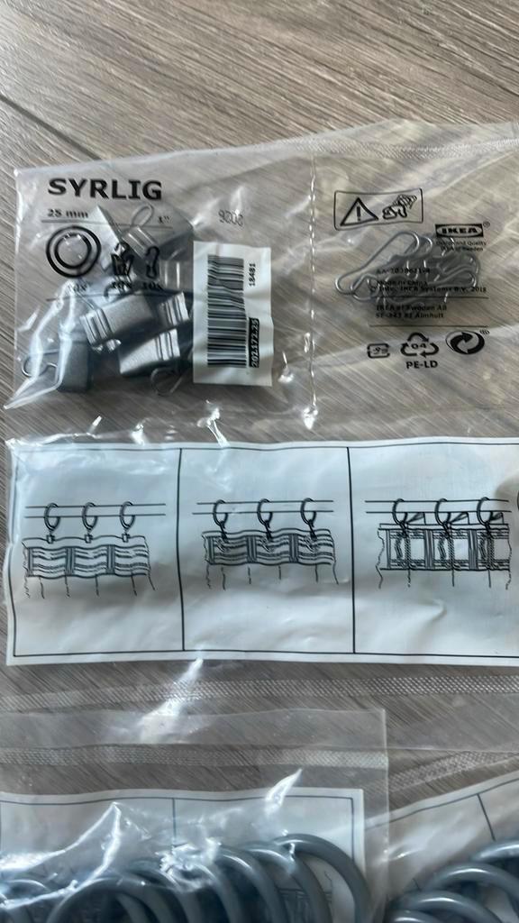 Gordijn ophangers Syrlig Ikea 4x, Huis en Inrichting, Stoffering | Gordijnen en Lamellen, Nieuw, 200 cm of meer, Ophalen of Verzenden
