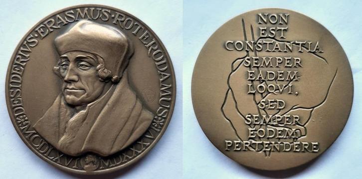 Erasmuspenning 1984, Postzegels en Munten, Penningen en Medailles, Brons, Nederland, Verzenden