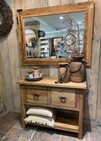 Stoer robuuste houten wandtafel / sidetable /, Huis en Inrichting, Overige Huis en Inrichting, Ophalen