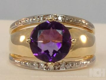 Nieuwe massief gouden ring met Amethist en Briljanten beschikbaar voor biedingen