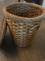 Vintage rieten wasmand met deksel, Ophalen, Mand, Rond, Zo goed als nieuw