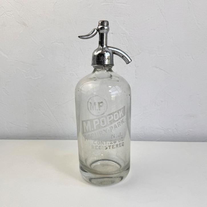 Antieke USA Spuitfles M. Popok | met reclame, Sieraden, Tassen en Uiterlijk, Antieke sieraden, Ring, Zilver, Ophalen of Verzenden