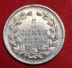 5 cent 1879. Unc., Koning Willem III, Zilver, Ophalen of Verzenden, Losse munt