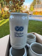 6 Hacker Pschorr Bierpul Steengoed 1.0L - Nieuw!, Verzamelen, Biermerken, Ophalen of Verzenden, Nieuw, Overige merken
