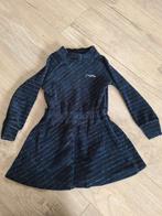 Velours blauwe jurk met gekleurde lijnen van Vingino, Meisje, Ophalen of Verzenden, Zo goed als nieuw, Vingino