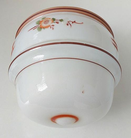 Paar oude vintage retro glazen hanglampen lamp lampen, Huis en Inrichting, Lampen | Hanglampen, Gebruikt, Glas, Metaal, Verzenden