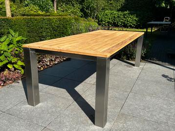  Exclusieve RVS + Teak tuintafel 240 x 100cm. beschikbaar voor biedingen