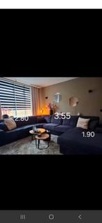 Zwarte velvet u bank, Huis en Inrichting, Banken | Complete zithoeken, Ophalen of Verzenden, Zo goed als nieuw, Stof