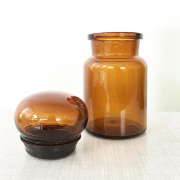 vintage APOTHEKERSPOT bruin glas pot seventies fles retro beschikbaar voor biedingen