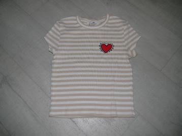 Prachtige t-shirt gestreept beige / ecru, H&M, maat 170 beschikbaar voor biedingen