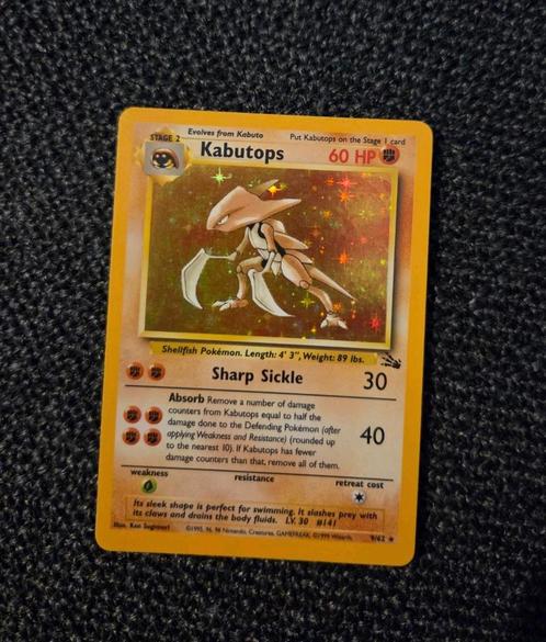 Kabutops 9/62 Pokemon Fossil holo, Hobby en Vrije tijd, Verzamelkaartspellen | Pokémon, Zo goed als nieuw, Booster, Foil, Ophalen of Verzenden