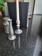 Tinnen setje: kan, vaas en kandelaar, Antiek en Kunst, Ophalen of Verzenden, Overige materialen