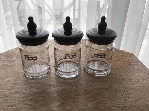 Glazen Voorraad Potten met Zwarte Dop., Huis en Inrichting, Keuken | Potten en Pannen, Zo goed als nieuw, Pot, Bus of Blik, Glas