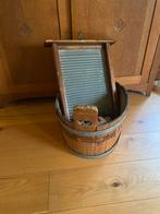 Houten wasteil met schrobbord, Antiek en Kunst, Ophalen