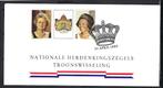 FDC + blokje Nationale Herdenkingszegels Troonswisseling, Postzegels en Munten, Ophalen of Verzenden