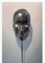 Design kunst, Metalen masker op metalen voet 45 cm, Ophalen of Verzenden