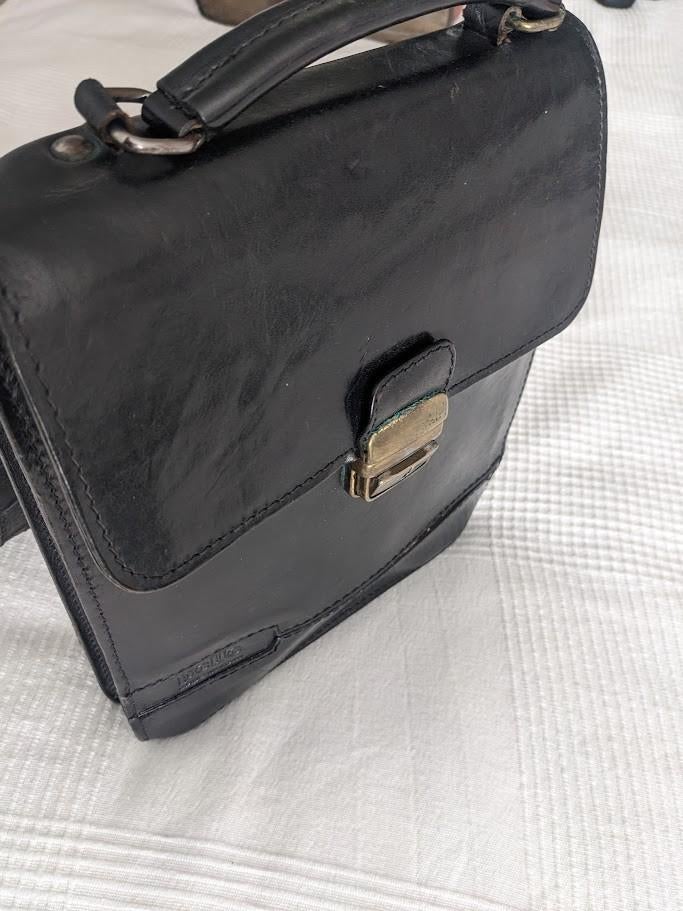 Tas van Italiaans leer, leder, zwart, merk Pelle, Overige merken, Gebruikt, Zwart, Ophalen of Verzenden