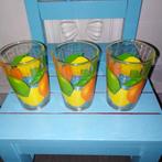 Vintage limonade glazen met citrusvruchten set van 3 stuks, Antiek en Kunst, Antiek | Glas en Kristal, Ophalen