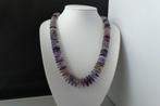 FLUORIET ketting/oorhamger-set, Verzenden, Paars, Nieuw, Met edelsteen