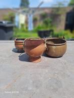 Drie koperen potten, Tuin en Terras, Overige materialen, Gebruikt, Rond, Ophalen of Verzenden