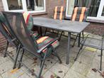 Tuinset met tafel, 4 stoelen en krukje, Ophalen, 4 zitplaatsen, Gebruikt, Eettafel