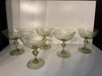 Antieke Champagnecoupes Groen Glas (Set van 5), Ophalen of Verzenden