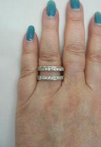 Zilveren aparte verstelbare ring met steentjes nr.1197, Sieraden, Tassen en Uiterlijk, Ringen, 18 tot 19, Verzenden, Zo goed als nieuw