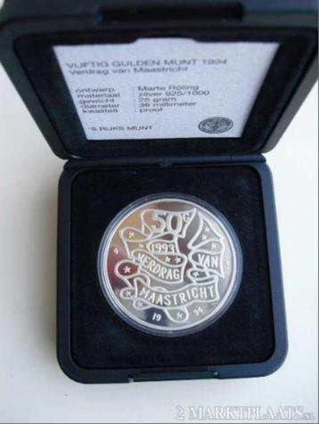 Nederland 50 gulden (10stuks) zilverproof  beschikbaar voor biedingen