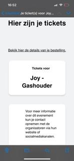 Joy gashouder 17 februari ( dag 1), Tickets en Kaartjes