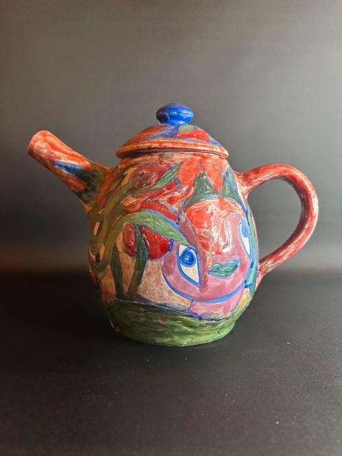 Theepot of kunstobject? Gesigneerde keramiek in CoBrA-stijl!, Antiek en Kunst, Antiek | Keramiek en Aardewerk, Ophalen of Verzenden