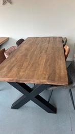 Rechte tafel mangohout 200x100 cm, 50 tot 100 cm, Rechthoekig, Ophalen of Verzenden, Zo goed als nieuw