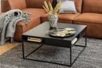 Salontafel Zwart met open opbergvakken 80x80 cm VOORRAAD, 50 tot 100 cm, Vierkant, Nieuw, Metaal