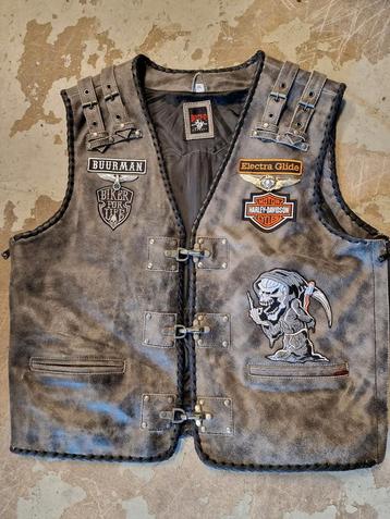 Leren Motorvest met Applicaties - Custom Biker Vest beschikbaar voor biedingen