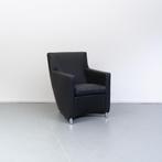 2x Leolux Dolcinea Fauteuil Zwart Leer - Aluminium Pootjes