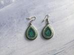 Unieke vintage-look oorbellen – groen/blauw, Ophalen of Verzenden, Zo goed als nieuw, Groen, Overige materialen
