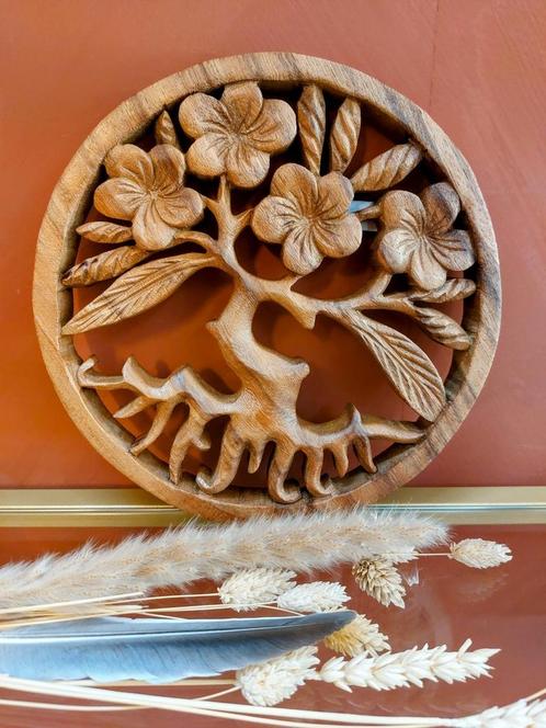 Handgemaakte Fairtrade Bloeiende Levensboom, Huis en Inrichting, Woonaccessoires | Wanddecoraties, Nieuw, Ophalen