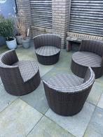 4 ronde wicker tuin loungestoelen, Ophalen of Verzenden, Zo goed als nieuw, Kunststof