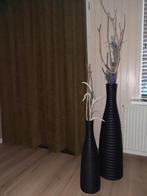 Decoratieve zwarte hoge ribbelvazen, Ophalen, Zo goed als nieuw, Zwart, 50 tot 75 cm