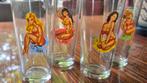 60s pinup glazen 4 st, Ophalen of Verzenden, Gebruikt, Overige typen