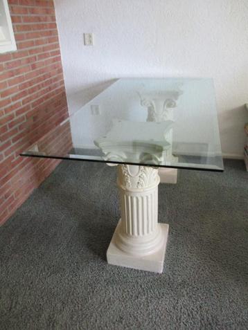 Eettafel salontafel bijzettafel 3 x  Griekse zuilen glas beschikbaar voor biedingen
