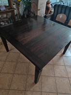 Vierkante donker houten tafel, 100 tot 150 cm, 100 tot 150 cm, Ophalen of Verzenden, Zo goed als nieuw