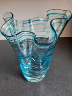 Vintage Murano Zakdoekvaas Blauw Glas, Ophalen of Verzenden