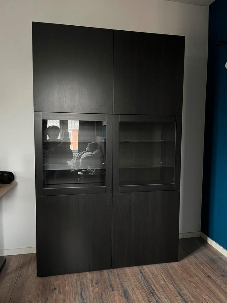 Zwarte Besta Kast met Deuren (120 breed, 42 diep, 193 hoog), Huis en Inrichting, Kasten | Boekenkasten, Gebruikt, 100 tot 150 cm