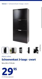 Zwarte Schoenenkast met 3 Lagen - Ruimte voor 18 Paar, Ophalen, Nieuw