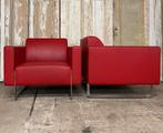 Artifort fauteuils (2x), model Mare. Rood leder. Design., Huis en Inrichting, Fauteuils, Ophalen, Gebruikt, -, 75 tot 100 cm