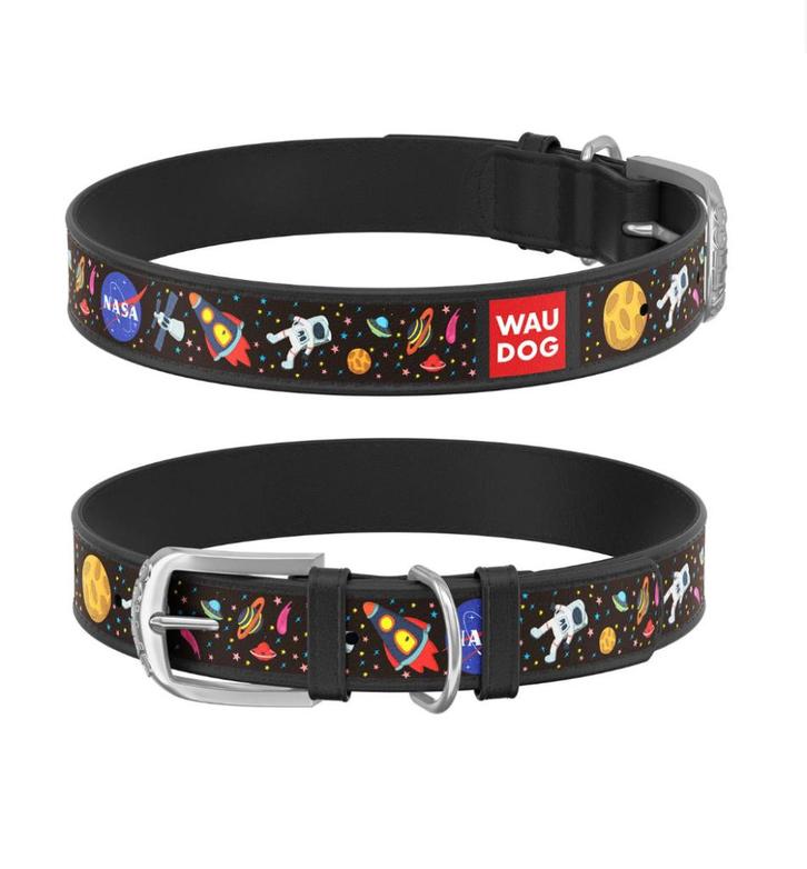 WAUDOG Nasa Lederen Halsband Zwart Nekomtrek 26-35 cm -35%!, Dieren en Toebehoren, Hondenhalsbanden en Penningen, Nieuw, Handgemaakt