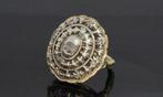 Roos diamanten antieke 14k gouden dames ring zilver vintage, Sieraden, Tassen en Uiterlijk, Antieke sieraden, Ophalen of Verzenden