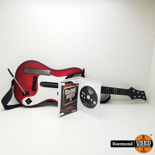 Wii Guitar Hero 5 en gitaar, Spelcomputers en Games, Games | Nintendo Wii, Zo goed als nieuw